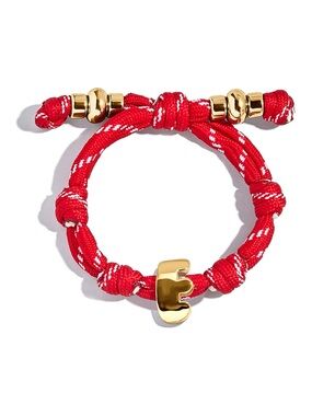 BaubleBar Notty Initial Bracelet Gold and Red Cord Toggle Bracelet Taylor